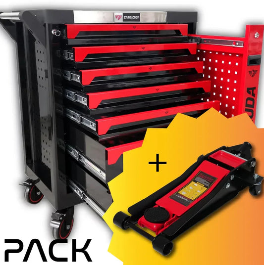 PACK : Chariot d'atelier Barracuda Max XXL 8/7 + cric extra-plat